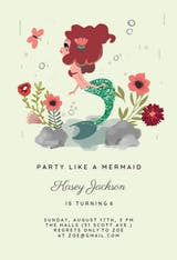 Mermaid - Invitación De Cumpleaños